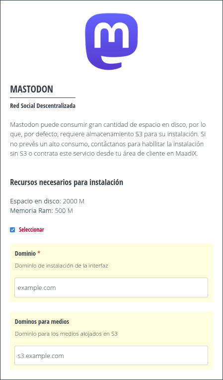 Instalar Mastodon con S3