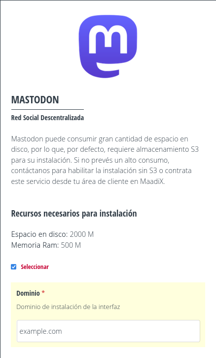 Instalar mastodon con SSD