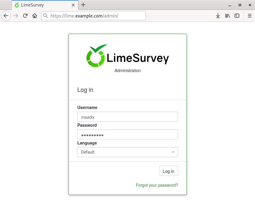 Login en LimeSurvey