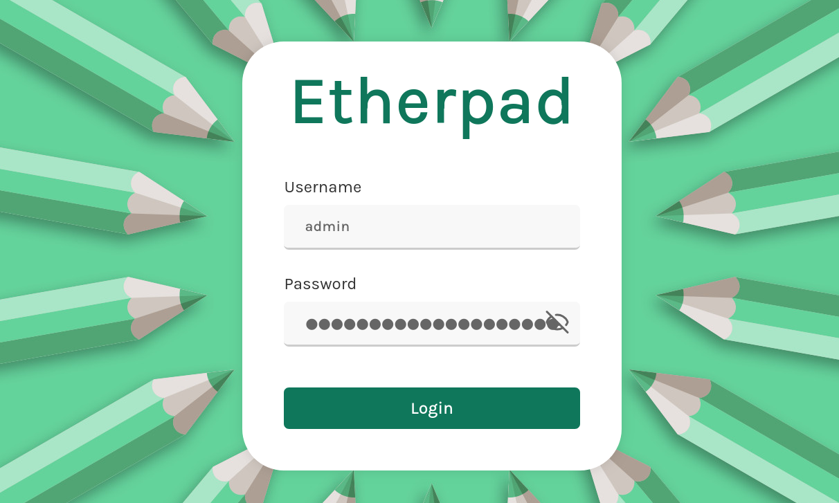 Login in the administration area