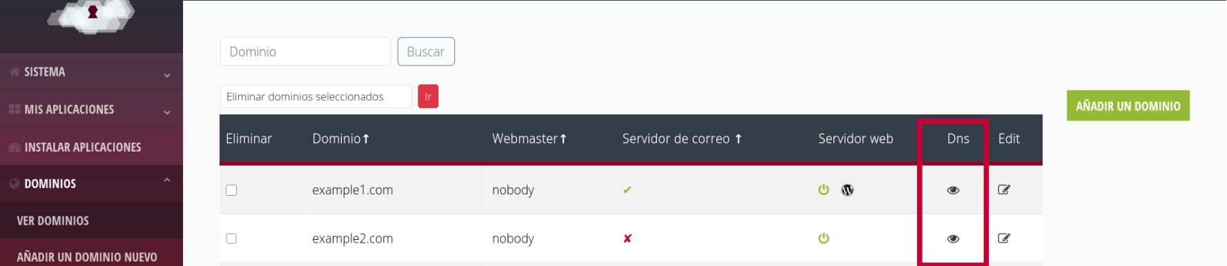 Ver DNS