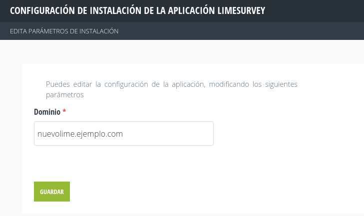 Cambio de dominio de LimeSurvey