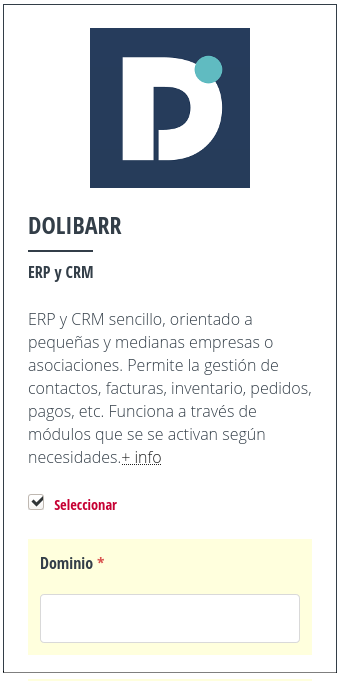 Instalación de Dolibarr desde el panel de control