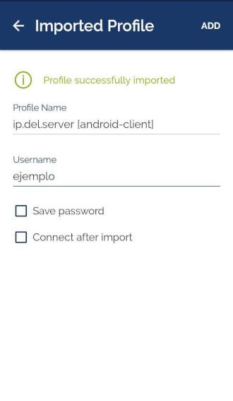 Añadiendo nombre de la cuenta VPN